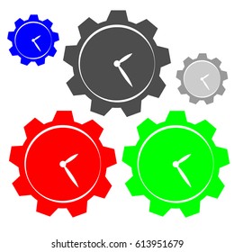 Color hours with gear on white background. Vector illustration.