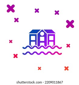 Color House Flood Icon Isolated On White Background. Home Flooding Under Water. Insurance Concept. Security, Safety, Protection, Protect Concept. Gradient Random Dynamic Shapes. Vector