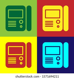 Color House intercom system icon isolated on color background.  Vector Illustration