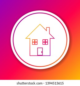 Color House line icon isolated on color background. Home symbol. Circle white button. Vector Illustration