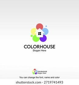 El logotipo de Color House representa la creatividad, el arte y el diseño, adecuado para empresas en industrias creativas, decoración o artes visuales.