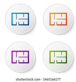 Color House plan icon isolated on white background. Set icons in circle buttons. Vector Illustration