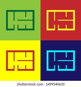 Color House plan icon isolated on color background.  Vector Illustration