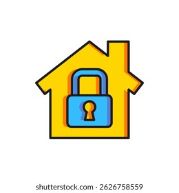 Color House under protection icon isolated on white background. Home and lock. Protection, safety, security, protect, defense concept. Flat filled outline style with shadow. Vector