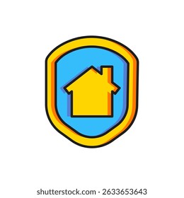 Color House under protection icon isolated on white background. Home and shield. Protection, safety, security, protect, defense concept. Flat filled outline style with shadow. Vector