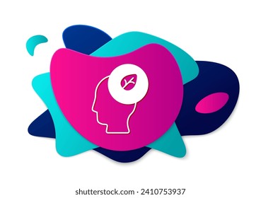 Color de la cabeza humana con la hoja dentro del icono aislado Color de fondo. Pancarta abstracta con formas líquidas. Vector