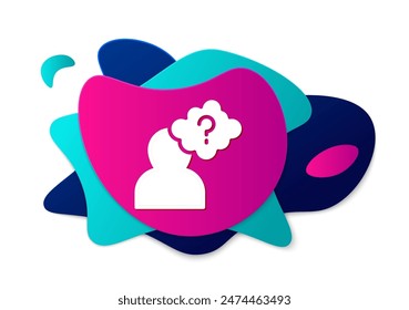 Color Human head with question mark icon isolated on white background. Abstract banner with liquid shapes. Vector