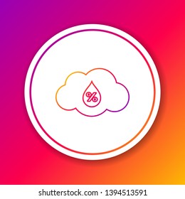 Color Humidity line icon isolated on color background. Weather and meteorology, cloud, thermometer symbol. Circle white button. Vector Illustration