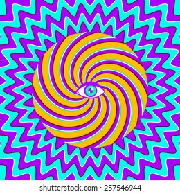 Color hypnotic retro poster with eye