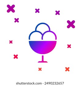 Color Ice cream in the bowl icon isolated on white background. Sweet symbol. Gradient random dynamic shapes. Vector