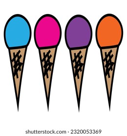 Color ice cream cones in vecot