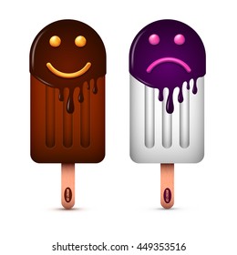 Color ice cream with emotion. Vector illustration for your design