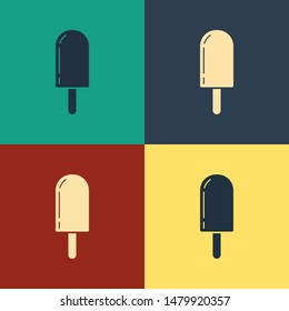 Color Ice cream icon isolated on color background. Sweet symbol. Vintage style drawing. Vector Illustration