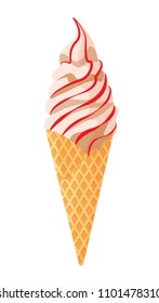Color ice cream on white background, flat vector illustration