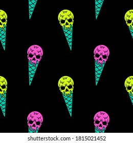color ice cream with a skull seamless pattern