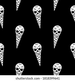 color ice cream with a skull seamless pattern