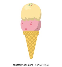 color ice cream with two balls and cone