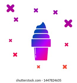 Color Ice cream in waffle cone icon isolated on white background. Sweet symbol. Gradient random dynamic shapes. Vector Illustration