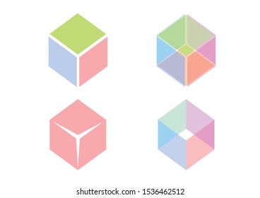 Color Ice Cube Symbols Icon / Vector