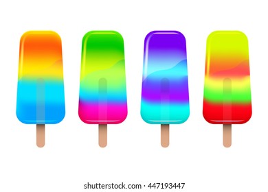 Color ice-cream illustration set with different flavour. Vector template for you design