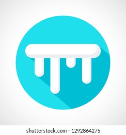 Color icicles weather icon in flat style. White icicles with long shadow on blue circle for print, web or mobile app