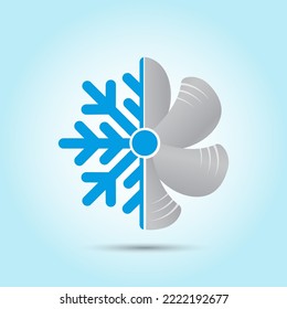 The color icon of the air conditioner. fan blades and snowflake. A template for web design and creative ideas. Design in a flat style