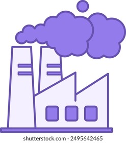 Color Icon Air Pollution. Vector Icon. Industrial Factory Releasing Lots of Dangerous Smoke. Ecological Problem. Climate Change Concept