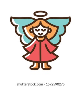 Color icon angel. Simple vector illustration with ability to change.