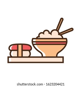 Color icon Asian food. Flat vector illustration.