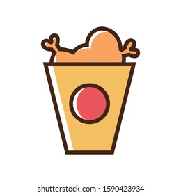 Color icon basket with chicken. With the ability to change the line thickness.