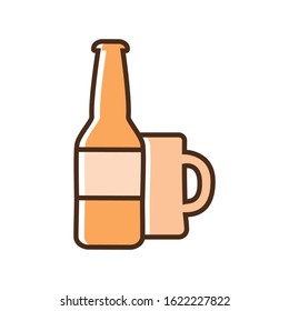 Color icon beer and mug. Flat vector illustration.