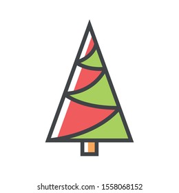 Color icon big Christmas tree. Simple vector illustration with ability to change.