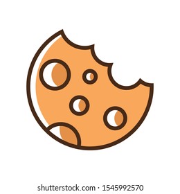 Color icon bitten cookies. Simple vector illustration with ability to change.