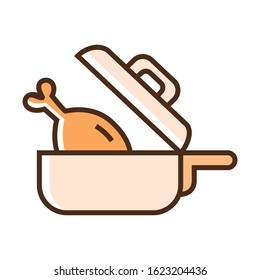 Color icon boiled chicken. Flat vector illustration.
