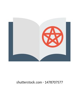 Color icon book with pentagram. Simple vector illustration with ability to change.