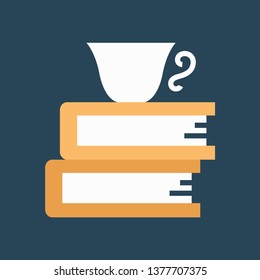 Color icon books and tea