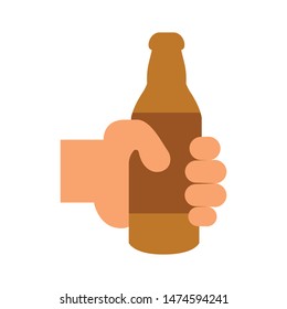Color icon bottle of beer in hand. With the ability to change the line thickness.