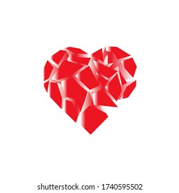 Color icon of a broken heart. Red pieces of heart. Vector illustration, eps 10.