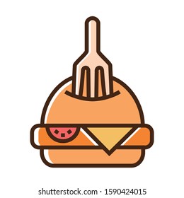 Color icon burger with fork. With the ability to change the line thickness.