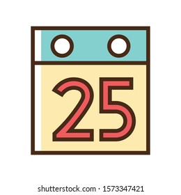 Color icon calendar. Simple vector illustration with ability to change.