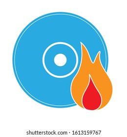 Color icon for CD or DVD burning. vector silhouette in flat style isolated on white background. Simple design
