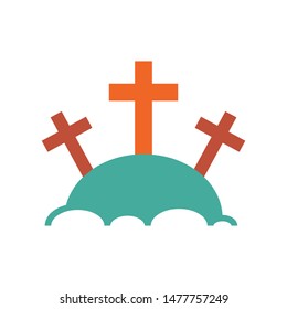 Color icon cemetery. Simple vector illustration with ability to change.