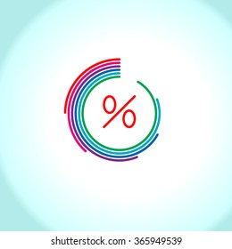 color icon chart percentages, linear style, vector

