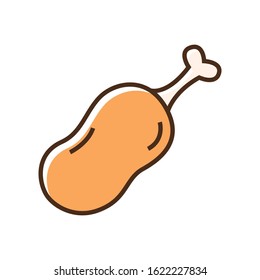 Color icon chicken leg. Flat vector illustration.
