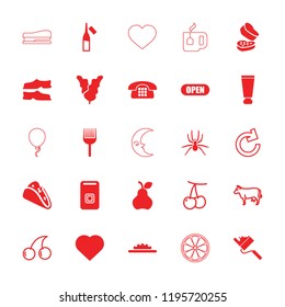 Color icon. collection of 25 color filled and outline icons such as cream tube, hearts, slippers, taco, ampoule, camera wheel, open. editable color icons for web and mobile.