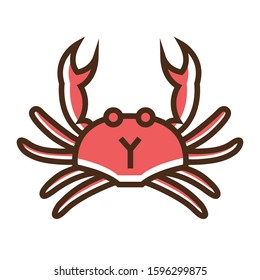 Color icon crab. Simple vector illustration with ability to change.