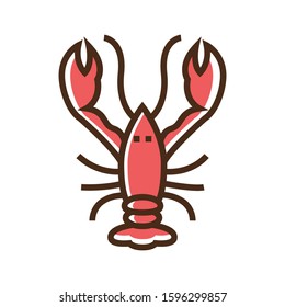 Color Icon Crawfish. Simple Vector Illustration With Ability To Change.