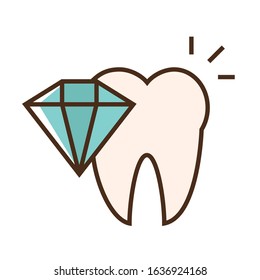 Color icon crystal tooth. Flat vector illustration.