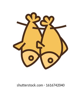 ícone de cor peixe seco. Ilustração de vetor simples com capacidade de mudança.