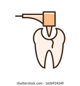 Color icon drilling teeth. Flat vector illustration.